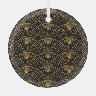 Art Deco Glamour: Gouden Fan. Glas Ornament