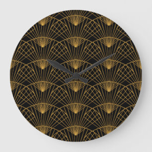 Art Deco Glamour: Gouden Fan. Grote Klok