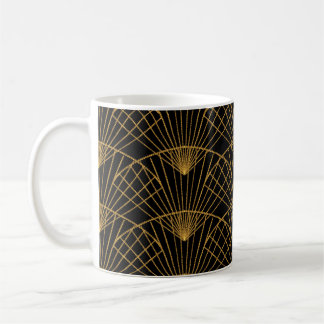 Art Deco Glamour: Gouden Fan. Koffiemok