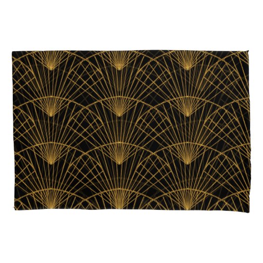 Art Deco Glamour: Gouden Fan. Kussensloop (Voorkant)