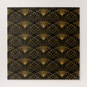 Art Deco Glamour: Gouden Fan. Legpuzzel