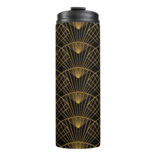 Art Deco Glamour: Gouden Fan. Thermosbeker