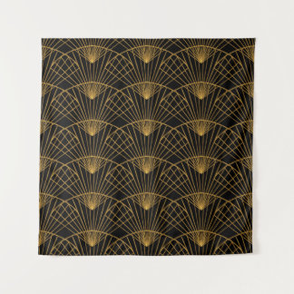 Art Deco Glamour: Gouden Fan. Wandkleed