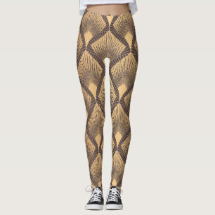 Art Deco Glamour: Gouden Schalen. Leggings