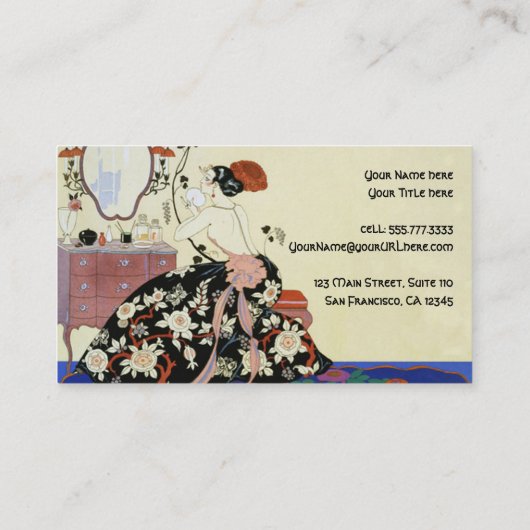 Art Deco Glamour Lady, actrice of make-up artist Visitekaartje (Achterkant)