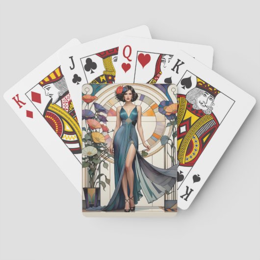 Art Deco Glamour Lady Pokerkaarten (Achterkant)