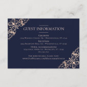 Art Deco Glamour | Navy Blue Blush Gastgegevens Informatiekaartje (Voorkant)