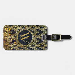 Art Deco Glamoureus Geometric Pattern Monogram Bagagelabel