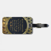 Art Deco Glamoureus Geometric Pattern Monogram Bagagelabel (Achterkant horizontaal)
