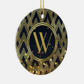 Art Deco Glamoureus Geometric Pattern Monogram Keramisch Ornament (Rechts)