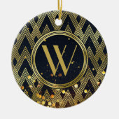 Art Deco Glamoureus Geometric Pattern Monogram Keramisch Ornament (Voorkant)