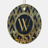 Art Deco Glamoureus Geometric Pattern Monogram Keramisch Ornament (Links)