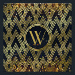 Art Deco Glamoureus Geometric Pattern Monogram Perfect Poster<br><div class="desc">Voeg ongeveer 1920 glamour toe aan uw uiterlijk met dit prachtige Art Deco-ontwerp. Geometrische patronen in goudglitter tegen een donkere nachtachtergrond met gloeiende sterren, gouden boklichten en mousserende gouden confetti vormen een levendig, luxueus ontwerp dat zowel thuis in de 'Roaring Twenties' als in de hedendaagse tijd aanvoelt. Vervang het monstermonogram...</div>