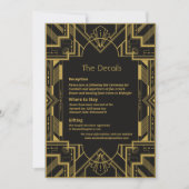 Art Deco Glamoureus Goud op Black Details Kaart (Voorkant)