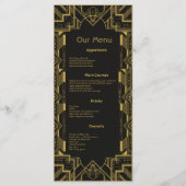 Art Deco Glamoureus Goud op Black Dinner Menu Kaar (Voorkant)