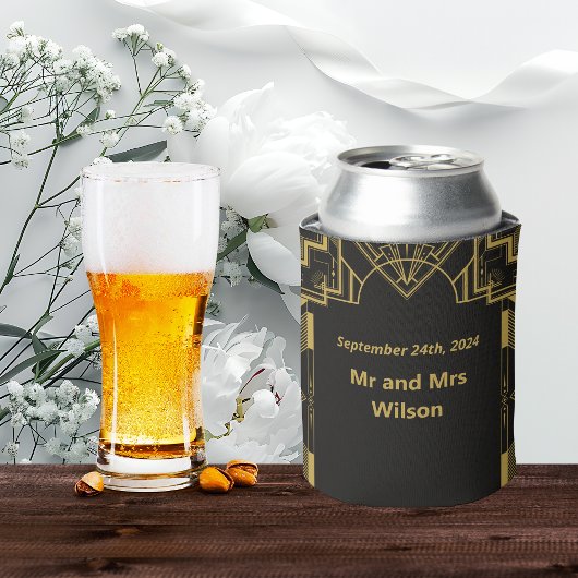 Art Deco Glamoureus Goud op Zwart Blikjeskoeler