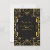 Art Deco Glamoureus Goud op Zwart Dankjekaart Bedankkaart (Voorkant)