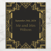 Art Deco Glamoureus Goud op Zwart Wijn Etiket (Enkel label)