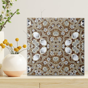 Art Deco Glamoureuze  Mode Beige Gold Tegeltje