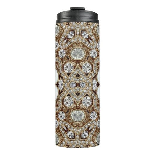 Art Deco Glamoureuze  Mode Beige Gold Thermosbeker (Voorkant)