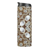 Art Deco Glamoureuze  Mode Beige Gold Thermosbeker (Geroteerd rechts)