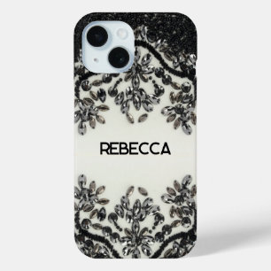Art Deco Glamoureuze  Mode Black White iPhone 15 Case