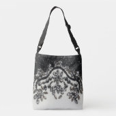 Art Deco Glamoureuze  Mode Black White Fl Crossbody Tas (Achterkant)