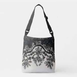 Art Deco Glamoureuze Mode Black White Fl Crossbody Tas