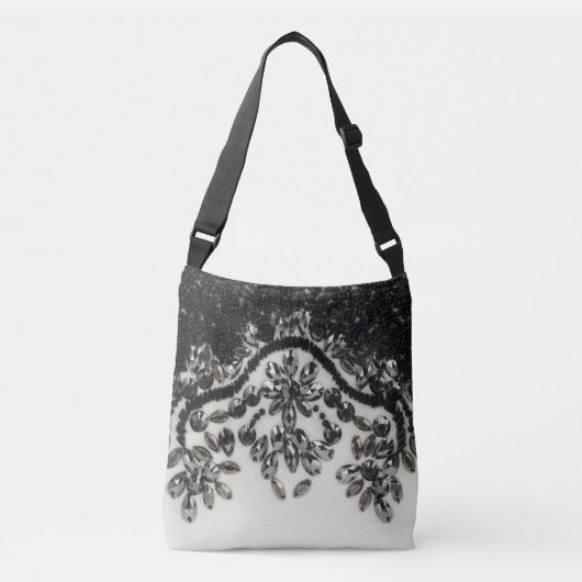 Art Deco Glamoureuze  Mode Black White Fl Crossbody Tas (Voorkant)