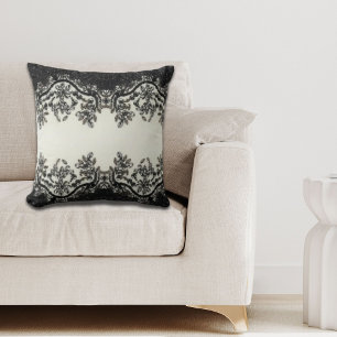 Art Deco Glamoureuze  Mode Black White Fl Kussen