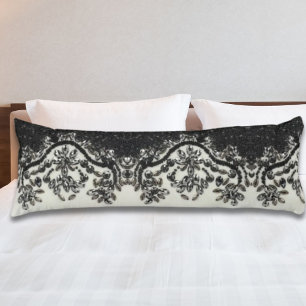 Art Deco Glamoureuze  Mode Black White Fl Lichaamskussen