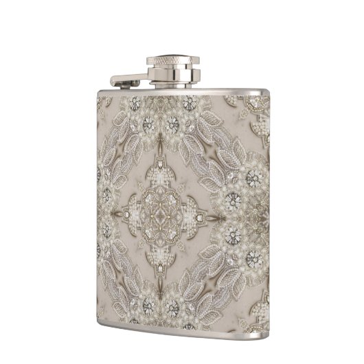 Art Deco Glamoureuze  Mode Grijze beige Heupfles (Links)