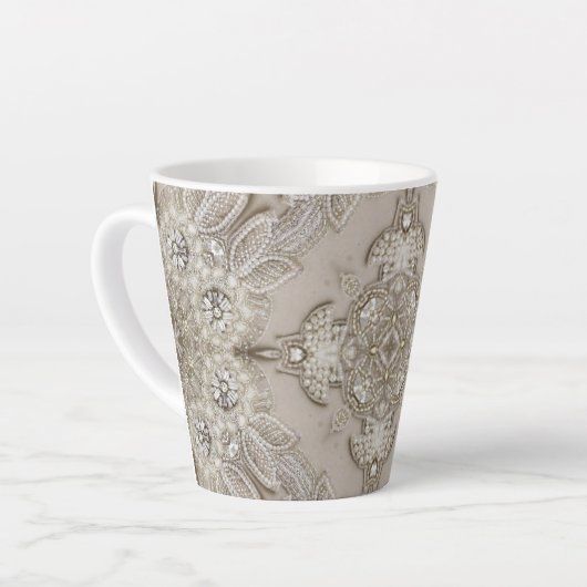 Art Deco Glamoureuze  Mode Grijze beige Latte Mok (Linkerhoek)