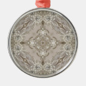 Art Deco Glamoureuze Mode Grijze beige Metalen Ornament (Voorkant)