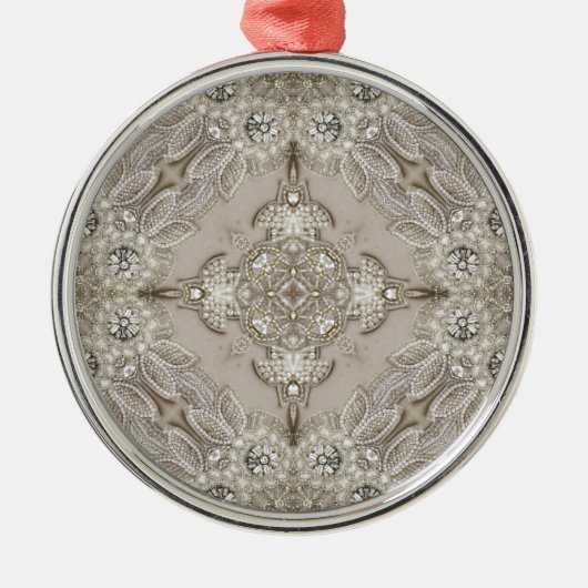 Art Deco Glamoureuze  Mode Grijze beige Metalen Ornament (Voorkant)