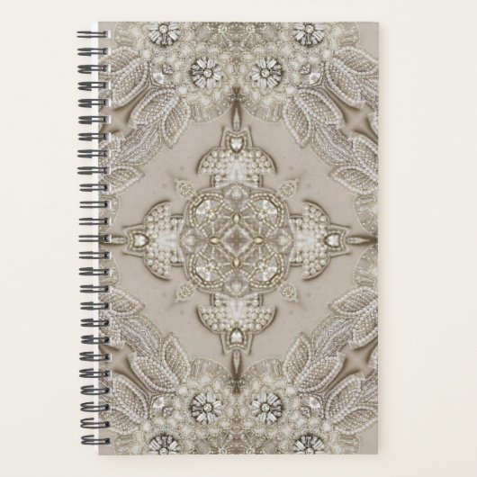 Art Deco Glamoureuze  Mode Grijze beige Planner (Voorkant)