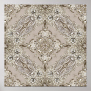 Art Deco Glamoureuze  Mode Grijze beige Poster