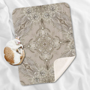 Art Deco Glamoureuze  Mode Grijze beige Sherpa Deken