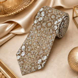 Art Deco Glamoureuze Vintage Mode Beige Goud Stropdas