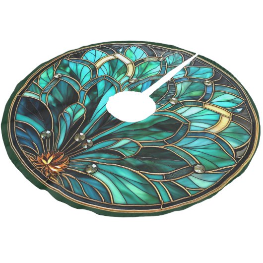 Art Deco Glas-in-Lood Groen Turkoois Goud Kerstboom Rok (Gekanteld)