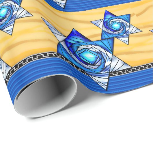 Art Deco Glas in lood Magen David Cadeaupapier (Rol Hoek)