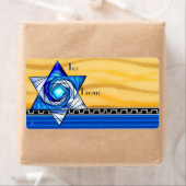 Art Deco Glas in lood Magen David To-From Etiket (Insitu)