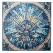 Art Deco Glas in lood Mozaïek Schelp Tegeltje (Voorkant)