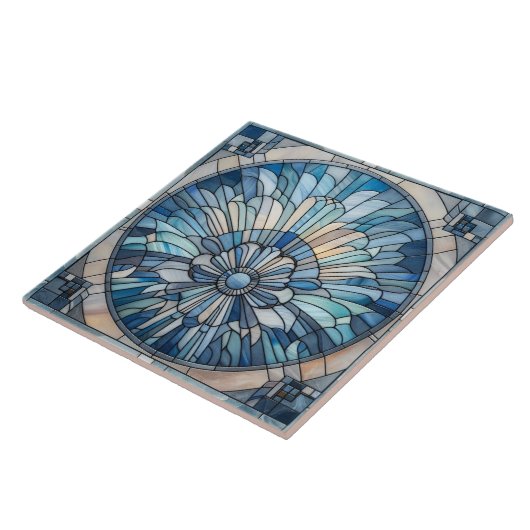 Art Deco Glas in lood Mozaïek Schelp Tegeltje (Zijkant)