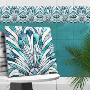 Art Deco Glas in lood Mozaïek Schelp Tegeltje