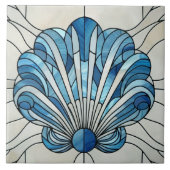 Art Deco Glas in lood Mozaïek Schelp Tegeltje (Voorkant)