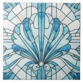 Art Deco Glas in lood Mozaïek Schelp Tegeltje (Voorkant)