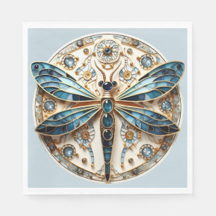 Art Deco Glas-in-Lood Saffieren Libel   Servet
