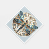 Art Deco Glas-in-Lood Saffieren Libel   Servet (Hoek)