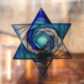 Art Deco Glas in lood Star van David Raamsticker (Vel 2)
